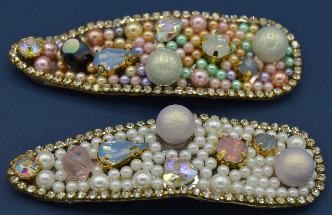 Pearl and Rhinestone Hair Clips