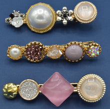 Load image into Gallery viewer, Pink and pearl hair clip
