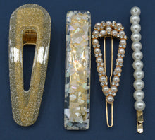 Load image into Gallery viewer, Pearl and gold hair clip

