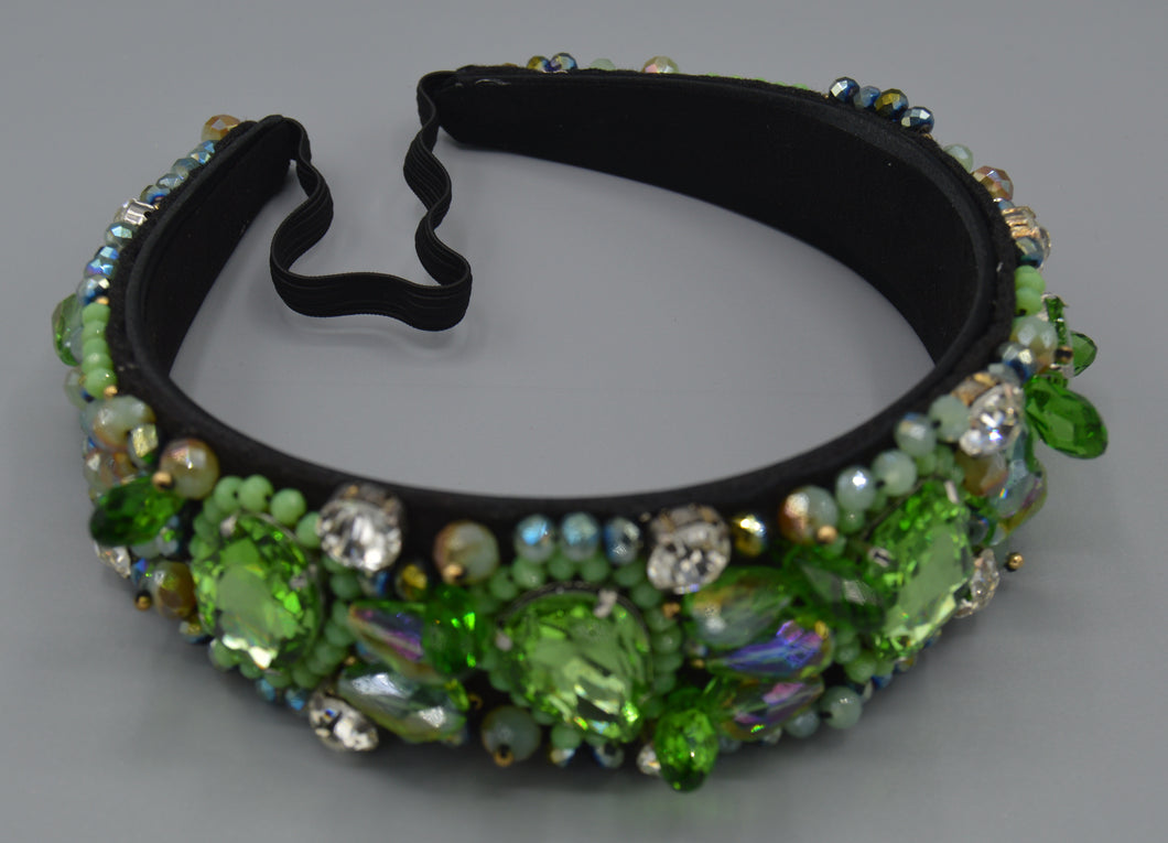 Green Crystal Beaded Headband
