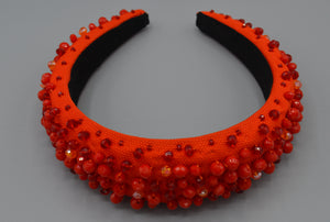 Red-Orange Beaded Headband