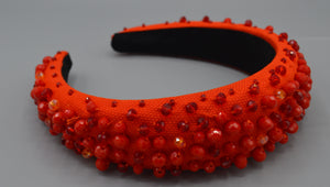 Red-Orange Beaded Headband