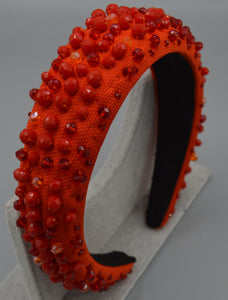Red-Orange Beaded Headband