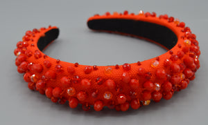 Red-Orange Beaded Headband