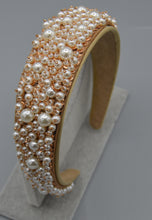Load image into Gallery viewer, Cream and Gold Pearl Headband
