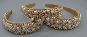 Cream and Gold Pearl Headband