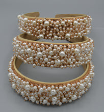 Load image into Gallery viewer, Cream and Gold Pearl Headband
