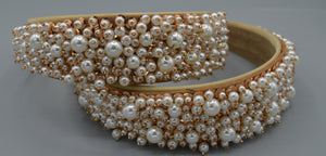 Cream and Gold Pearl Headband